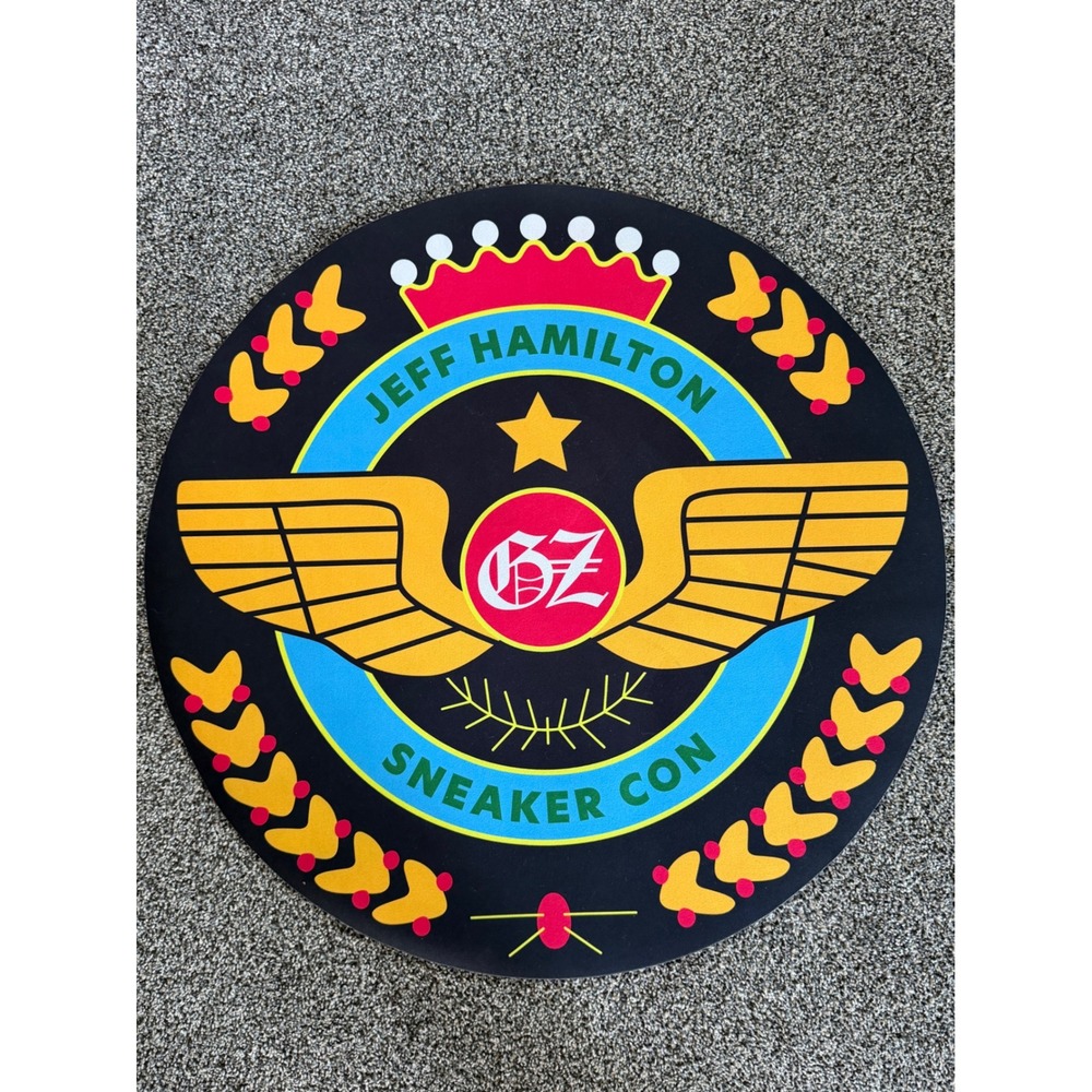 Jeff Hamilton Sneaker Con Round Accent Rug 23" Wing Logo Sneaker Room Decor Rare